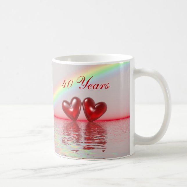 Caneca De Café Ruby Hearts do 40º aniversário (Direita)