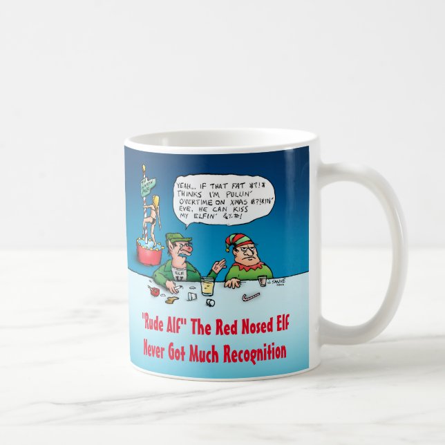 Caneca De Café Rude ALF Funny Elf Xmas Mug (Direita)