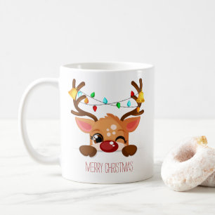 Caneca De Café Rudolf Renaudinho Piscando com Luzes de Natal