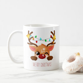 Caneca De Café Rudolf Rudolf Brito Winking com Luzes de Natal
