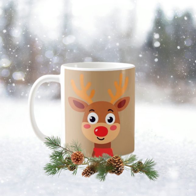 Caneca De Café Rudolph Red Nose Reindeer Coffee Mug (Criador carregado)