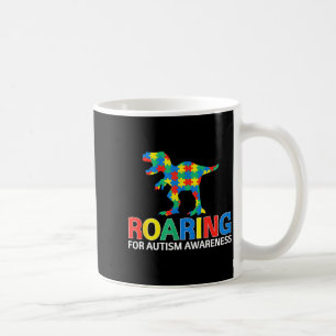 Caneca De Café Rugindo pela conscientização do autismo t rex meni