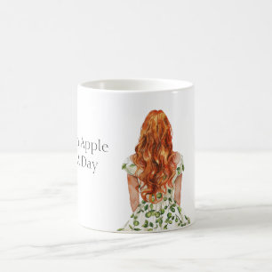 Caneca De Café Ruiva Come Uma Maçã Verde Por Dia