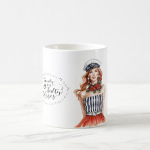 Caneca De Café Ruiva Náutica Vela Beijos Salgados