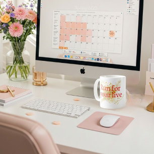 Caneca De Café "Run for Your Life - Elegante citação motivacional