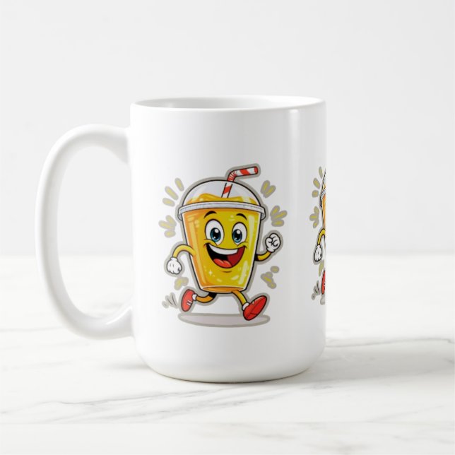 Caneca De Café **Running Juice Cup Cartoon – Fun Street Drink Cha (Esquerda)
