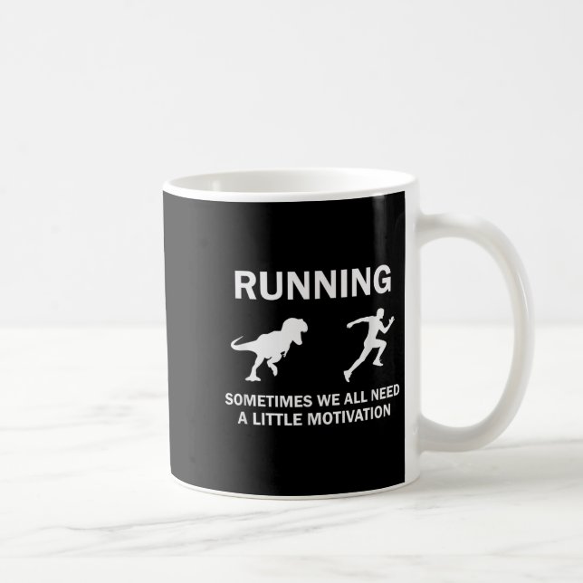 Caneca De Café Running Motivation Raptor Chase Funny Dinosaur  (Direita)
