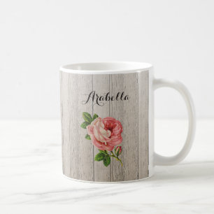 Caneca De Café Ruptura De Madeira Atingida Rosa Rosa Rosa Rosa Co