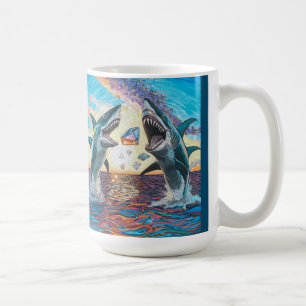Caneca De Café Ruptura de tubarão-chomp para gemas brilhantes