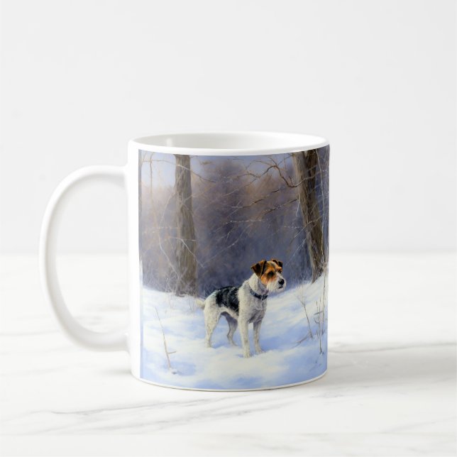 Caneca De Café Russell Terrier Deixe Nevar Natal (Esquerda)
