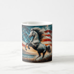 Caneca De Café Russo, garanhão branco dos EUA