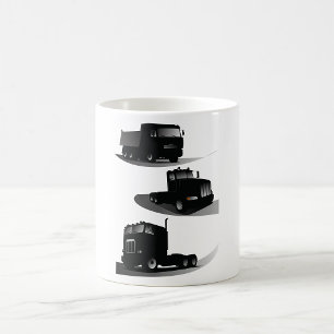 Caneca De Café Russo Três Caminhões Negros Vintage Design