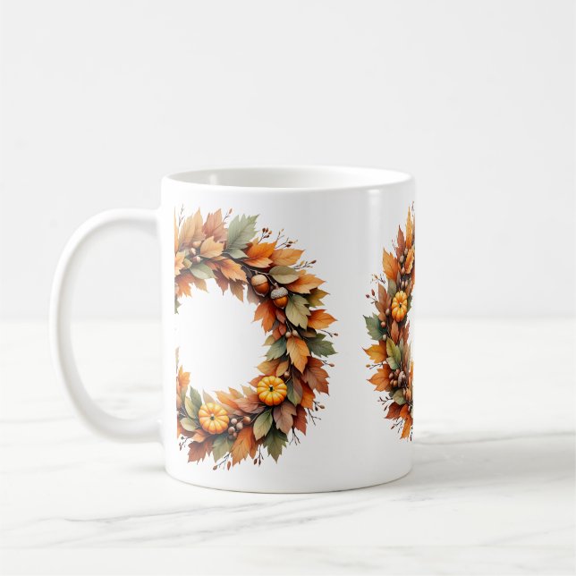 Caneca De Café Rustic Autumn Wreath (Esquerda)