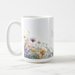 Caneca De Café Rustic Boho Watercolor<br><div class="desc">Boho Watercolor Wildflower (Add Name) é perfeito para qualquer presente de Bridesmaid, mãe do noivo, Dia de as mães ou aniversário. Design criado pela WhimsicalArtwork™ Esta também faz parte de uma suíte de casamento completa oferecida pelo BarefootBride™.</div>
