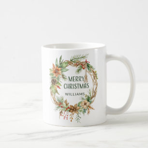 Caneca De Café Rustic Boho Wreath Holiday Coffee Mug