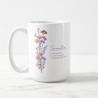 Caneca De Café Rustic Delicate Acrylic Wildflower Personalized