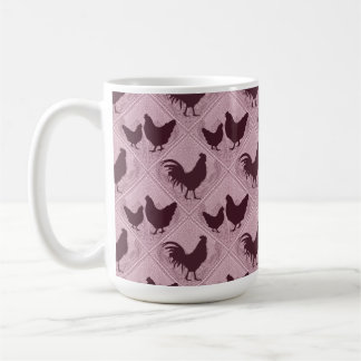Caneca De Café Rustic Farmhouse Hen Pattern – In Pink