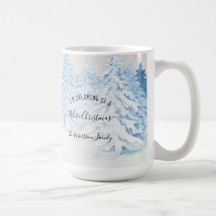 Caneca De Café Rustic Forest Snow Sonhando com a Família Branca d
