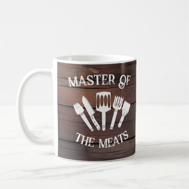 Caneca De Café Rustic Funny Cozinhar Gift Men-Master of the Meats (Esquerda)