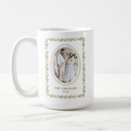 Caneca De Café Rustic Green Botanical Christmas Mug