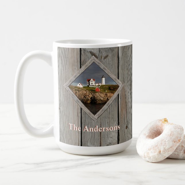 Caneca De Café Rustic Nubble Family Lighthouse (Com Donut)