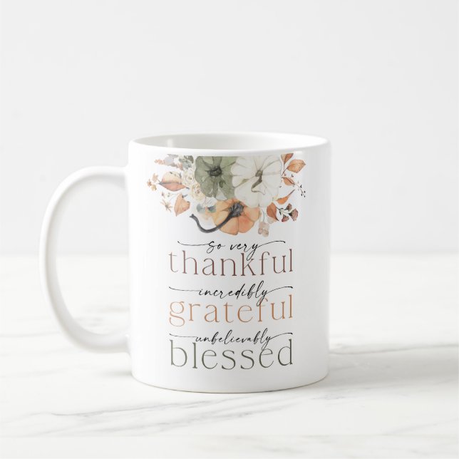 Caneca De Café Rustic Pumpkins Thanksgiving Dinner Mug (Esquerda)
