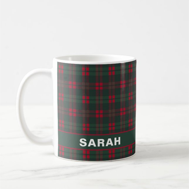 Caneca De Café Rustic Tartan Plaid Name (Esquerda)