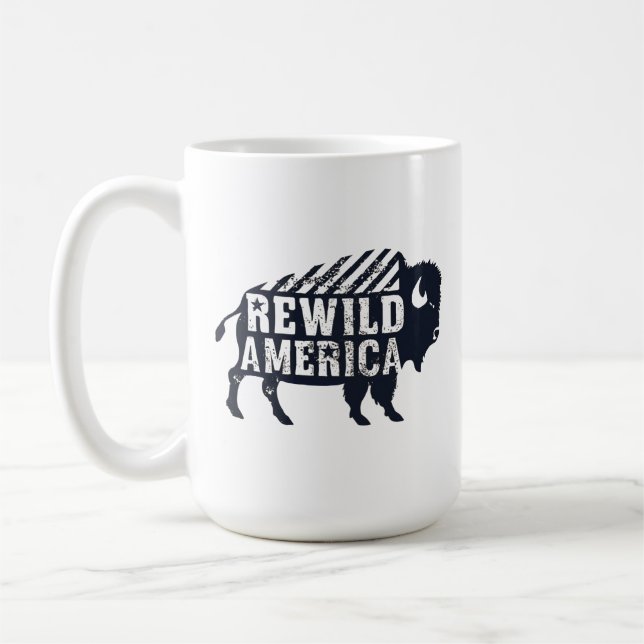 Caneca De Café Rustic Vintage Rewiltic America Bison (Esquerda)