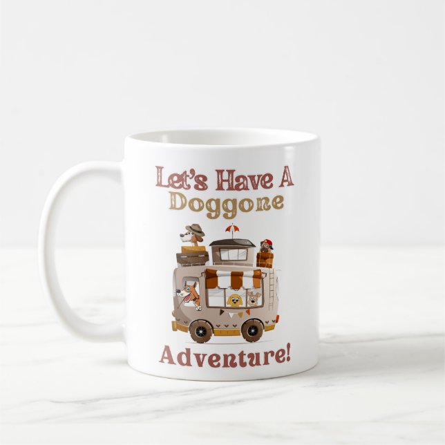 Caneca De Café RV Camper Dog Driver Cartoon - Dogues Adventure (Esquerda)