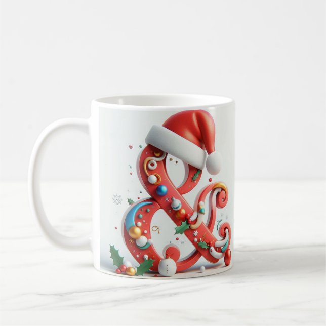 Caneca De Café S letter design Christmas Mug Festive  Design (Esquerda)