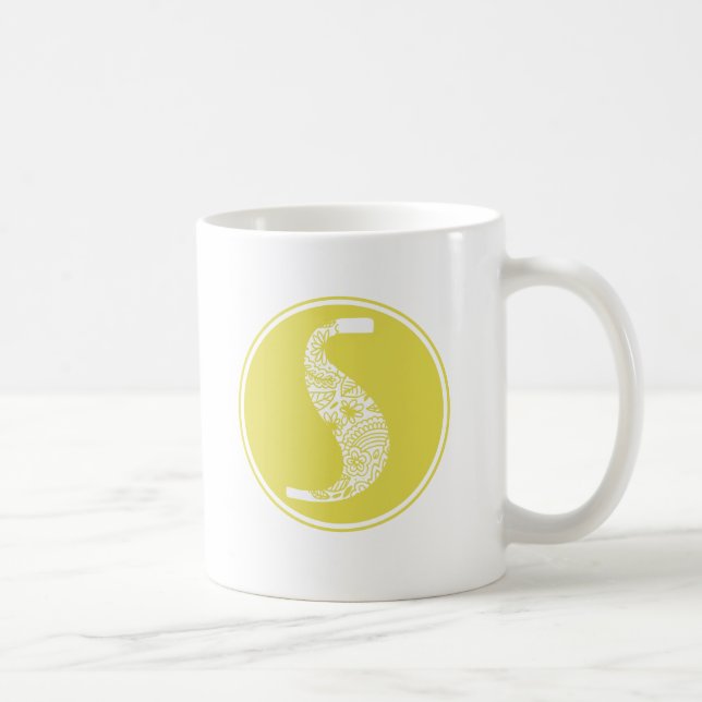 Caneca De Café S Monograma Floral Inicial (Direita)