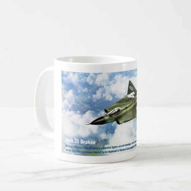 Caneca De Café Saab 35 Draken (Frente Esquerda)
