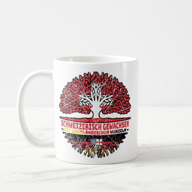 Caneca De Café Saarland Saarländisch Schweizer Schweiz Baum (Esquerda)