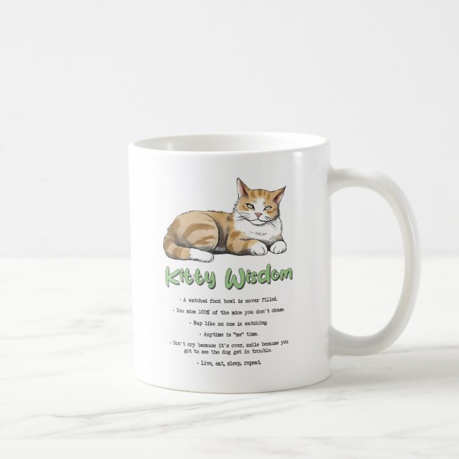 Caneca De Café Sabedoria gatinho - Regras Engraçadas para Gatos c (Direita)