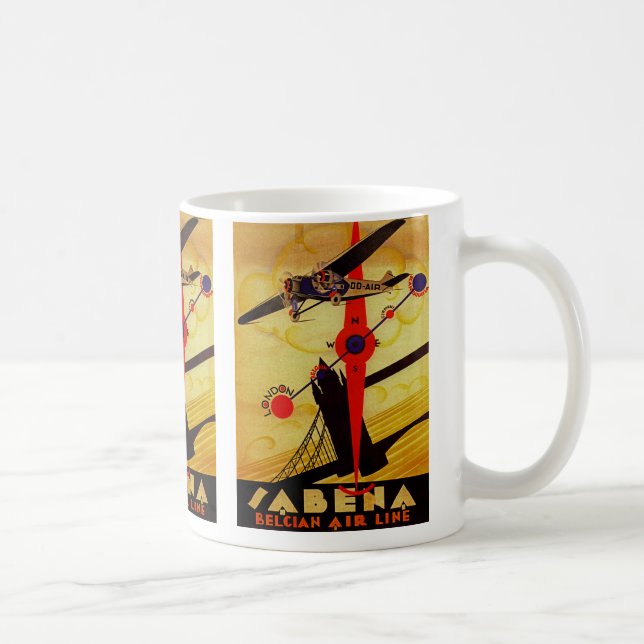 Caneca De Café Sabena Art Deco Compass (Direita)