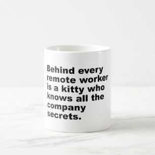 Caneca De Café Sábio Humor de Gato no Trabalho Remoto