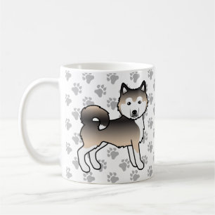 Caneca De Café Sable Alaskan Malamute Cute Dog & Paws