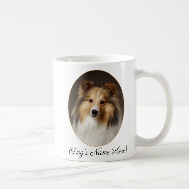 Caneca De Café Sable Sheltie Personalizado ao Meu Lado (Direita)