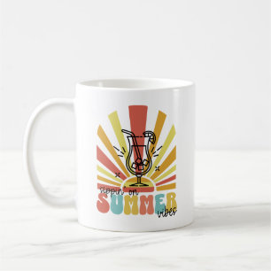 Caneca De Café Saboreando as Vibrações do Verão, Sol Retro, Copo 