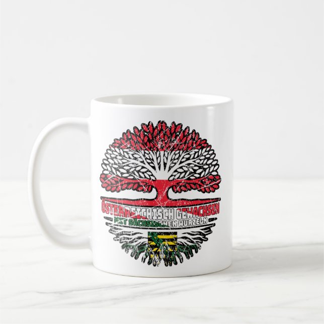 Caneca De Café Sachsen Sächsisch Österreichisch Österreich Baum (Esquerda)