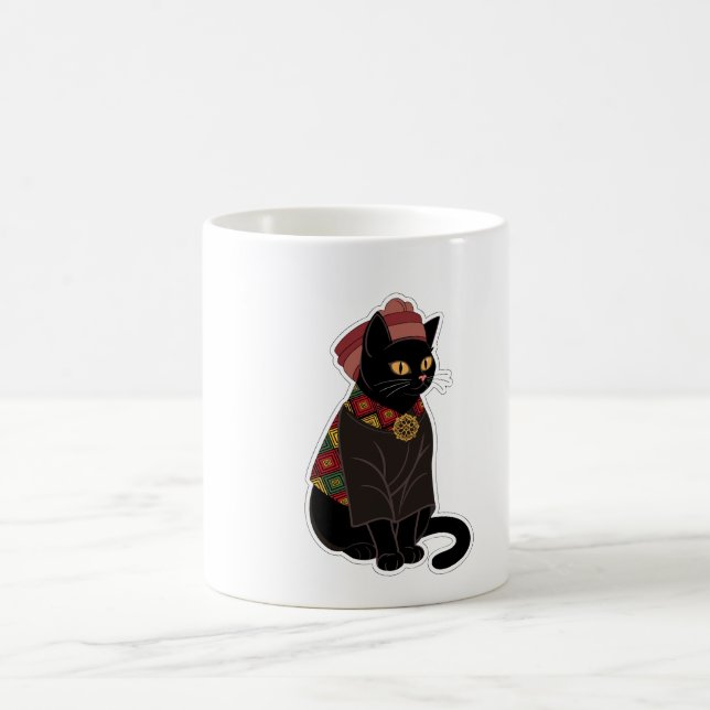 Caneca De Café Saco de Mão Gato Preto Chefe Tribal (Centro)