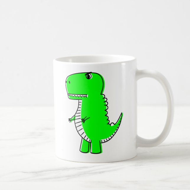 Caneca De Café Saco de Tota de Desenho do Dinossauro Verde (Direita)