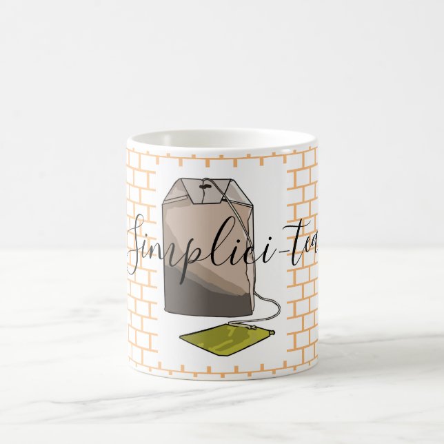 Caneca De Café Saco verde-marrom-retrógrado do chá em tijolos lar (Centro)