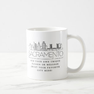 Caneca De Café Sacramento Stylized Skyline   Slogan Personalizado