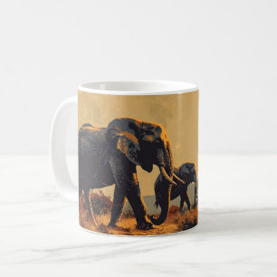 Caneca De Café Safari Sunset: Elefante Vintage