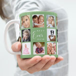 Caneca De Café Sage de colagem de fotos da mãe verde<br><div class="desc">Um presente para sua mãe,  celebrando sua vida com uma colagem de 14 fotos. Texto branco: Melhor Mãe Nunca. Personalize e use suas próprias fotos dela,  crianças,  marido,  animais de estimação,  amigos. Sage verde fundo. Perfeito como presente de Dia de as mães,  para aniversários e Natal.</div>