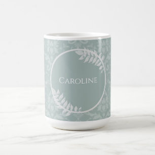 Caneca De Café Sage Green Elegant Damask Personalizado Coffee Mug