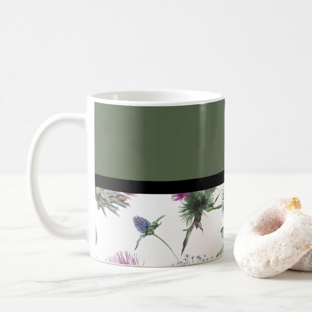 Caneca De Café Sage Green Floral (Com Donut)
