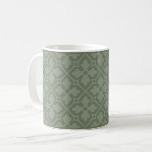 Caneca De Café Sage Green Gótica Revival Quatrefoil Café Mug