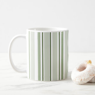 Caneca De Café Sage Green (Light, Medium, Dark) and White Stripes
